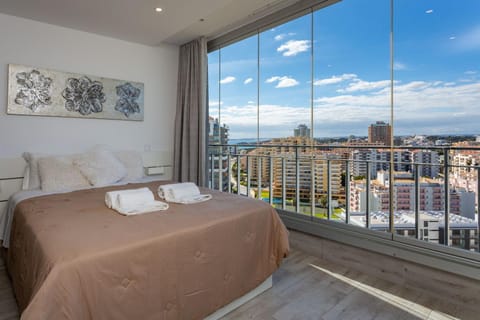 Bed, City view