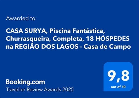 CASA SURYA, Piscina Fantástica, Churrasqueira, Completa, 18 HÓSPEDES na REGIÃO DOS LAGOS - Casa de Campo House in State of Rio de Janeiro