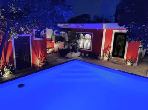 Night, Pool view, Swimming pool