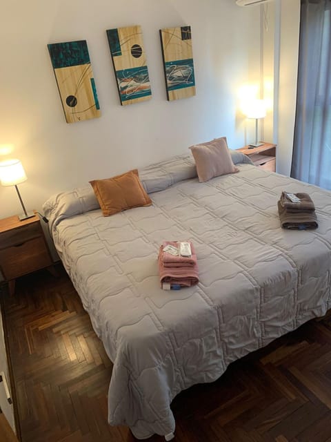 Bed, Photo of the whole room, Bedroom, towels, air conditioner