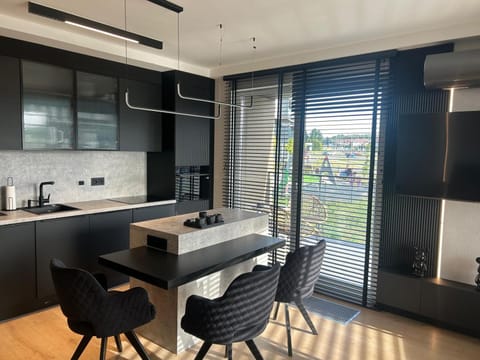 Kitchen or kitchenette, stove
