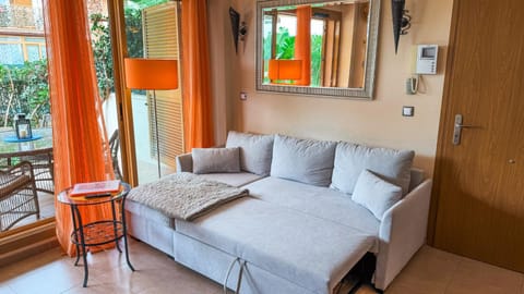 Bed, Living room, Seating area