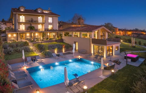 Property building, Night, Pool view, Swimming pool