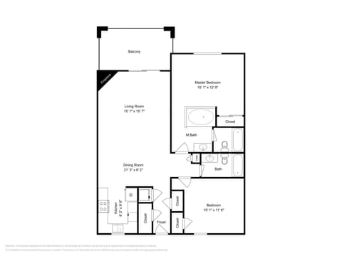 Bathroom, Balcony/Terrace, Kitchen or kitchenette, Living room, Floor plan, Dining area, Bedroom