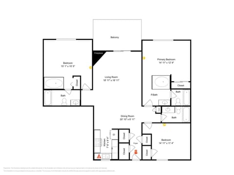 Bathroom, Balcony/Terrace, Living room, Floor plan, Dining area, Bedroom, fireplace