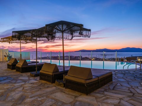 Pool view, Sea view, Sunset, sunbed
