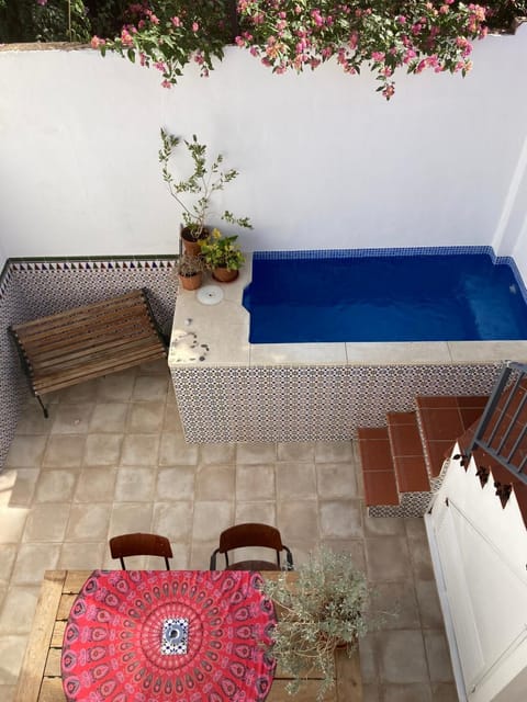 Patio, Dining area, Pool view
