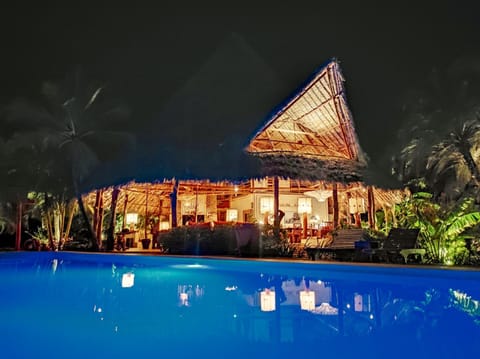 Property building, Night, Pool view, Swimming pool