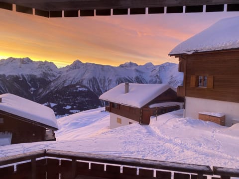 Winter, Mountain view, Sunset