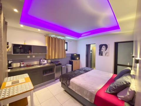 Bed, TV and multimedia, Kitchen or kitchenette, Photo of the whole room, Bedroom, minibar