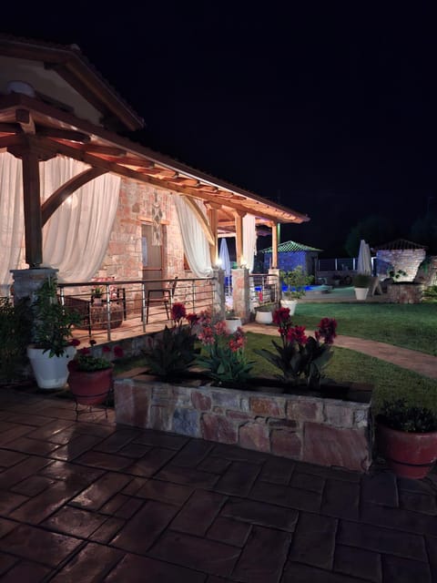 Property building, Patio, Night, Garden, Garden view