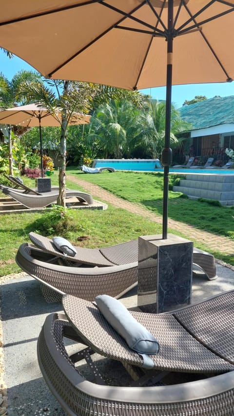 Patio, Natural landscape, Garden, Garden view, Swimming pool, sunbed