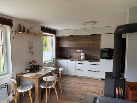 Kitchen or kitchenette, dishwasher, oven, stove