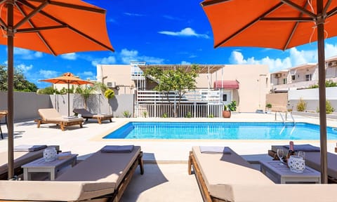 Property building, Patio, Day, View (from property/room), Balcony/Terrace, Seating area, Swimming pool, sunbed