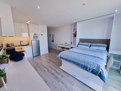 Bed, Kitchen or kitchenette, Photo of the whole room, Bedroom, minibar, oven