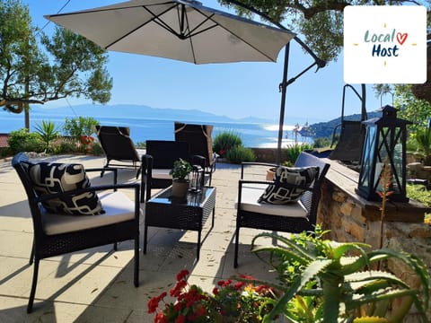 Patio, Natural landscape, Seating area, Dining area, Mountain view, Sea view, Sunrise, sunbed