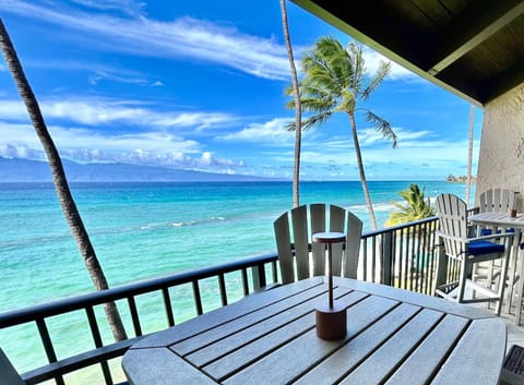 Patio, View (from property/room), Seating area, Beach