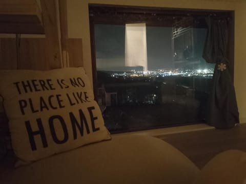 Night, Living room, Seating area, City view