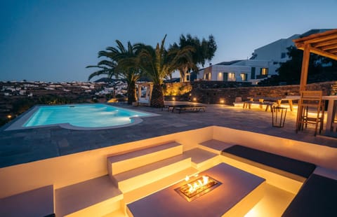 Patio, Night, Pool view, Swimming pool, sunbed