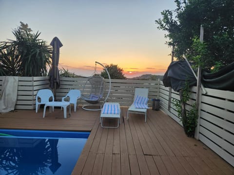 Natural landscape, Swimming pool, Sunset, sunbed