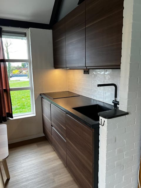 Kitchen or kitchenette, stove