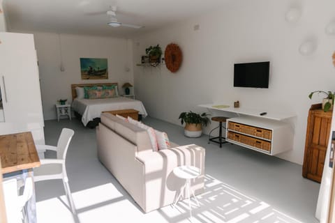 Bed, TV and multimedia, Living room, Seating area, Bedroom, fireplace