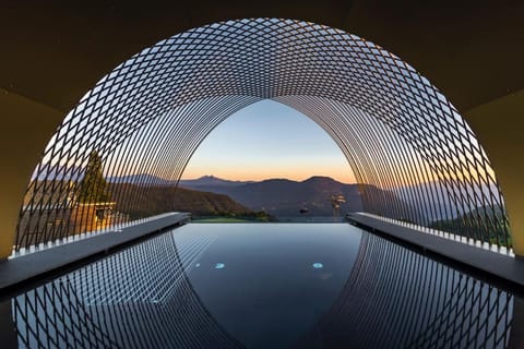 Natural landscape, Mountain view, Pool view, Swimming pool, Sunset