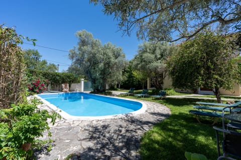 Natural landscape, Garden, Garden view, Pool view, Swimming pool, sunbed