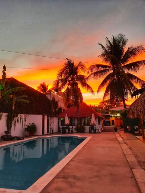 Summer, Swimming pool, Sunset