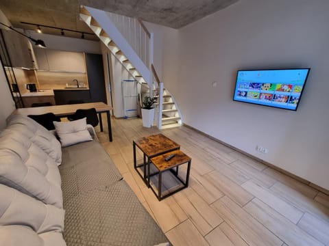 Communal lounge/ TV room, Bed, TV and multimedia, Kitchen or kitchenette, Living room, Photo of the whole room, Seating area, Evening entertainment