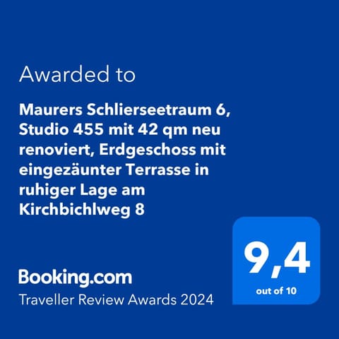 Maurers Schlierseetraum 6, Studio 455 mit 42 qm neu renoviert, Erdgeschoss mit eingezäunter Terrasse in ruhiger Lage am Kirchbichlweg 8 Apartment in Schliersee