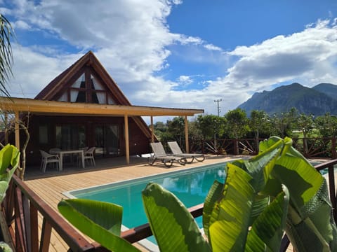 Patio, Spring, Day, Natural landscape, Mountain view, Swimming pool, sunbed