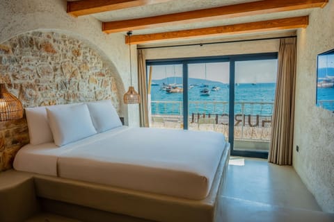 Bed, View (from property/room), Balcony/Terrace, Photo of the whole room, Bedroom, Sea view