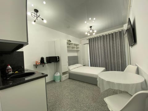 Bed, TV and multimedia, Kitchen or kitchenette, Living room, Photo of the whole room, Seating area, Bedroom