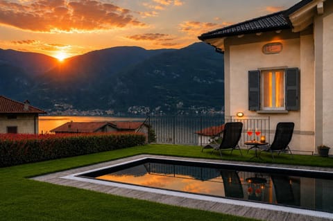 Property building, Natural landscape, Swimming pool, Seasons, Sunset, Inner courtyard view