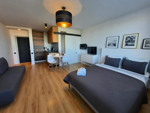 Bed, Living room, Seating area