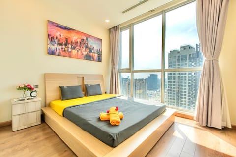 Bed, Bedroom, City view