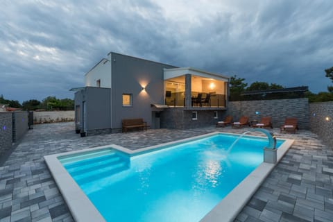 Property building, Swimming pool, Sunset