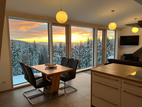 Winter, View (from property/room), Dining area, Sunset