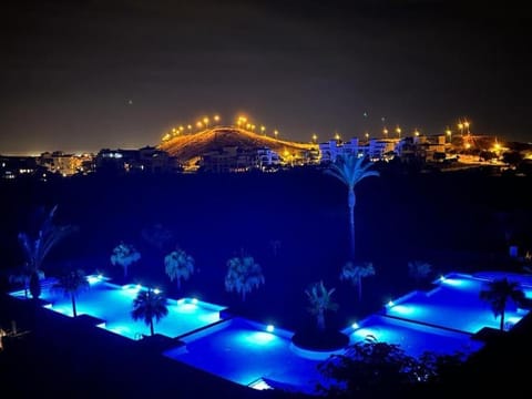 Night, Pool view, Swimming pool
