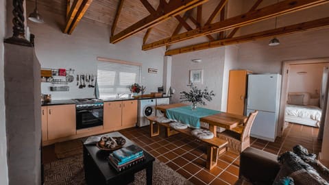 Kitchen or kitchenette, Living room, Dining area, stove, toaster