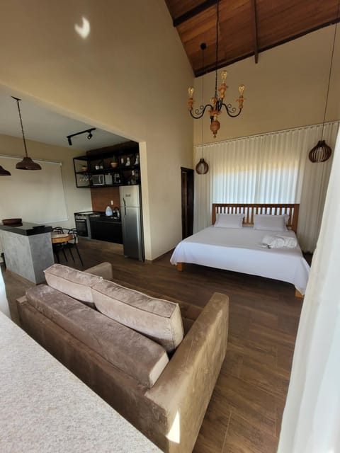 Bed, Kitchen or kitchenette, Living room, Photo of the whole room, Bedroom