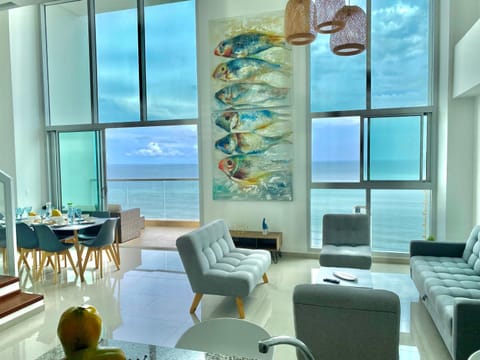 Natural landscape, Living room, Dining area, Sea view
