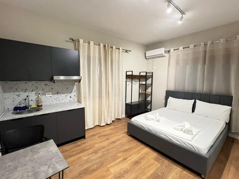 Bed, Kitchen or kitchenette, Living room, Photo of the whole room, Seating area, Bedroom, towels, air conditioner