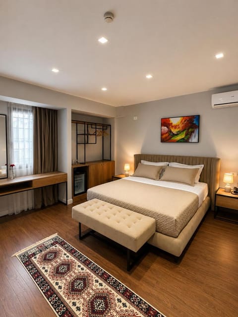 Bed, wardrobe, air conditioner