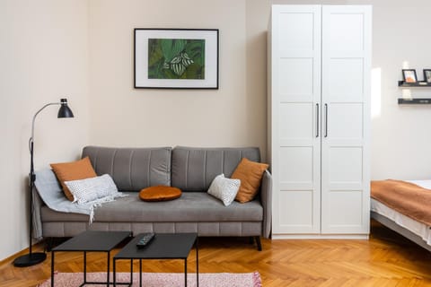 Seating area, wardrobe