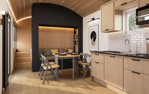 Kitchen or kitchenette, Seating area, Dining area, stove