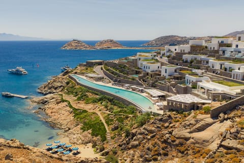 Property building, People, Beach, Sea view, Swimming pool