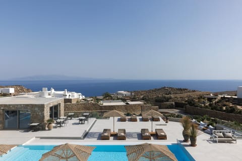 Property building, Patio, Nearby landmark, Day, Natural landscape, View (from property/room), Balcony/Terrace, Sea view, Swimming pool, sunbed