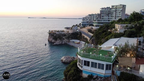 Property building, Bird's eye view, Balcony/Terrace, Beach, Sea view, Sunset